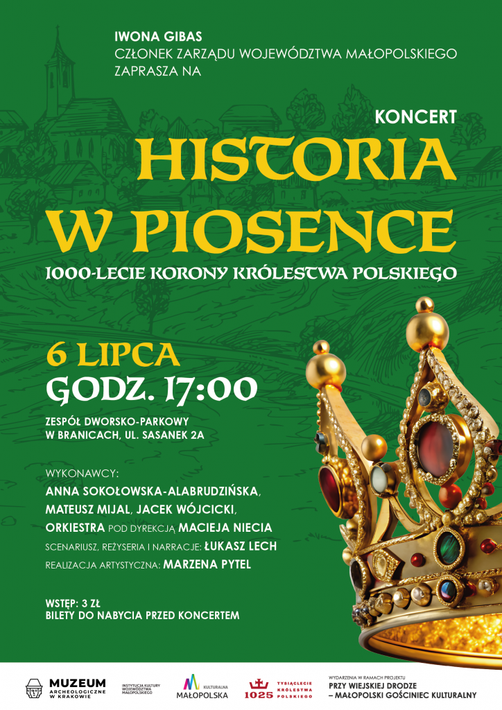 Plakat zapowiadający Historia w Piosence MUZEUM ARCHEOLOGICZNE