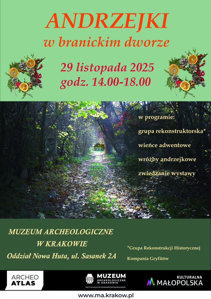 plakatr informujący o wydarzeniu Andrzejki w Branicach