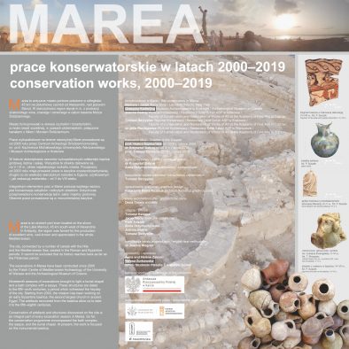 plakat wystawy Marea z napisem Marea prace konserwatorskie w latach 2000-2019