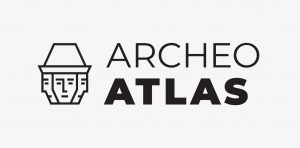 1. Na jasno szarym tle czarne logo portalu i napis: Archeo Atlas