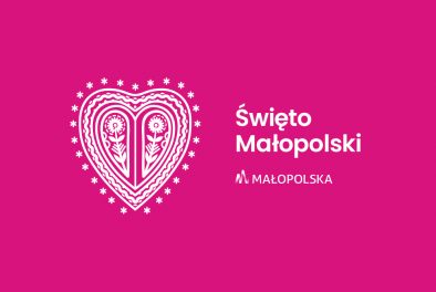 grafika - serde z wzorków z na;pisem Święto Małopolskina tle w kolorze magenta