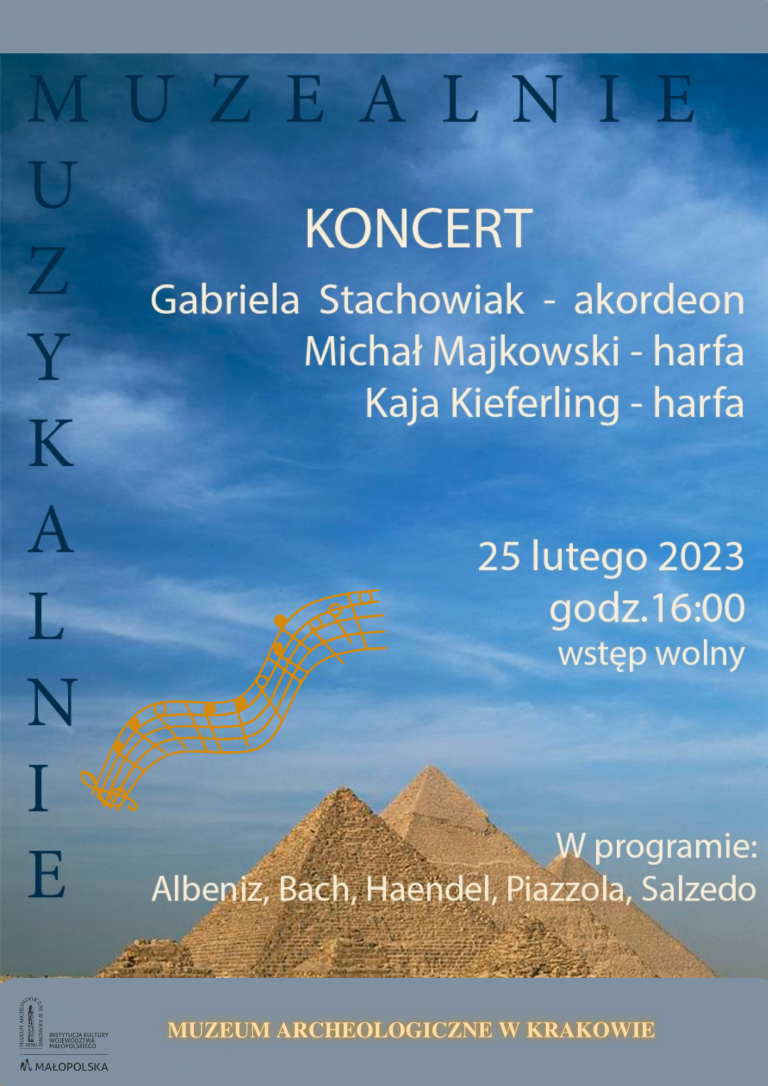 kolorowa grafika zapraszająca na koncert muzyki klasycznej w muzeum