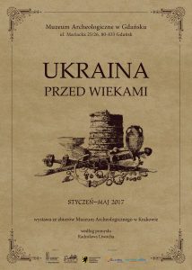 archiwalne grafiki zapowiadające wystawę Ukraina przed wiekami w różnych miastach