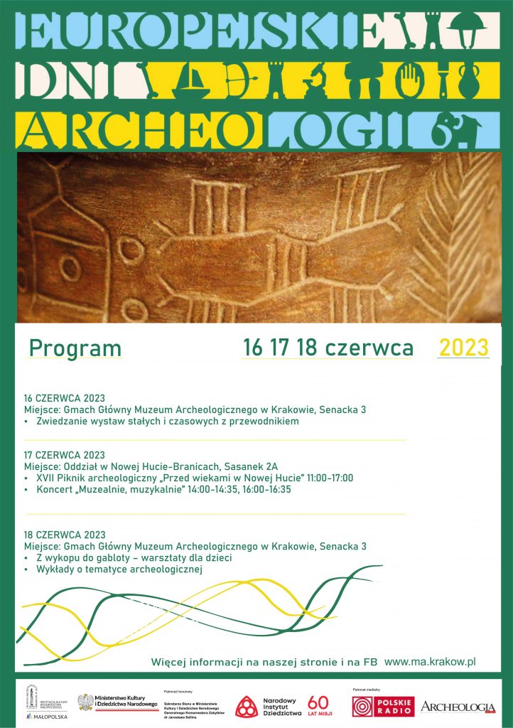 kolorowa grafika z programem Europejskich Dni Archeologii w Muzeum