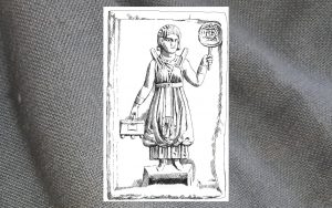 Rzymska stella nagrobna (Beggauberg, Bez. Leibnitz), ukazująca kobietę w stroju norycko-panońskim z zapinkami na ramionach.