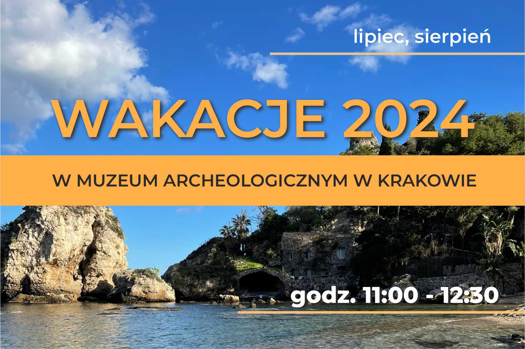 kolorowa grafika informująca o ofercie wakacyjnej w muzeum