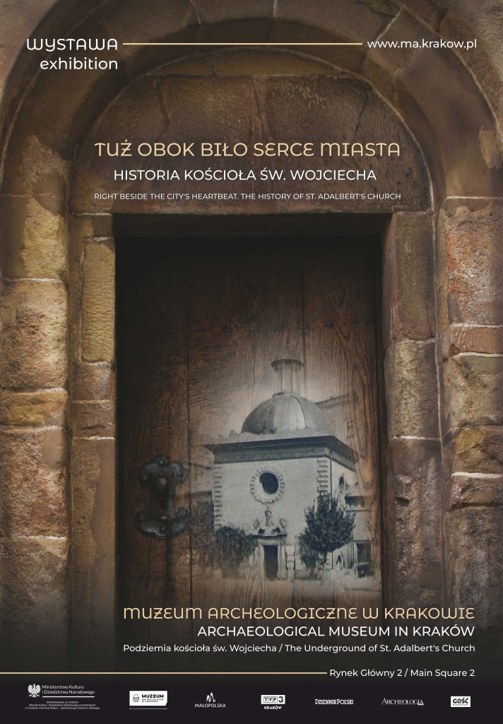 grafika-plakat informujący o&nbsp;wystawie w&nbsp;podziemiach św. Wojciecha