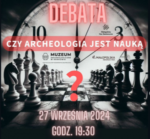 kolorowa grafika zapraszająca na debatę o archeologi podczas Nocy naukowców