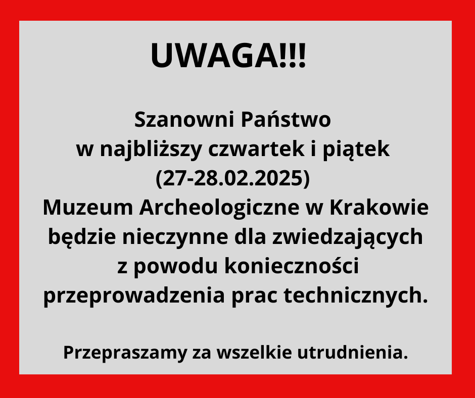 komunikat o 2-dniowym zamknioęciu Muzeum z powodów technicznych