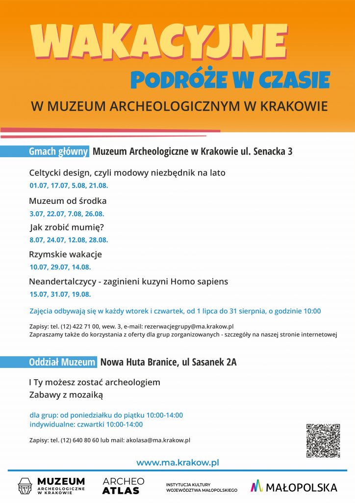 plakat informujący o ofercie wakacyjnej w muzeum