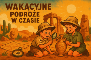 grafika AI dzieci odkrywający tajemnice archeologii