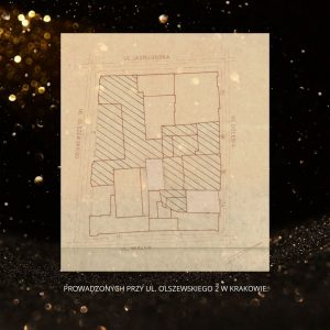 Plan badań archeologicznych realizowanych w obrębie kwartału ulic Olszewskiego, Wiślnej, Gołębiej, Jagiellońskiej w Krakowie.