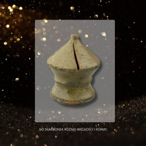 Skarbonka ceramiczna z ornamentem.