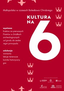 czerwony plakat z białym napisem kultura na szóstke