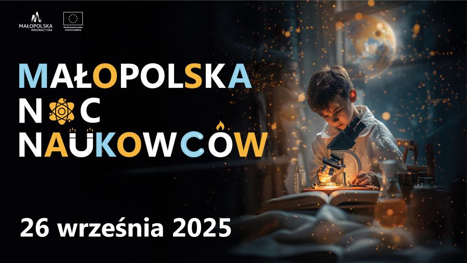 plakat z napisem Małopolska Noc Naukowców