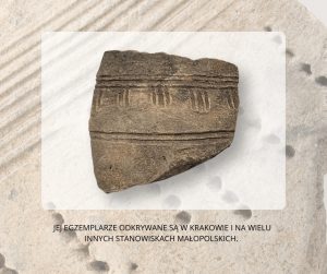 3. Fragment naczynia należącego do grupy podkrakowskiej ceramiki białej odkryty na jednej z wczesnośredniowiecznych osad w Mogile. Ze zbiorów Muzeum Archeologicznego w Krakowie Oddział Nowa Huta (fot. J. Bober).