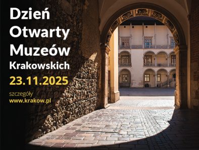 plakat informujący o wydarzeniu Dzień otwarty Muzeów Krakowskich