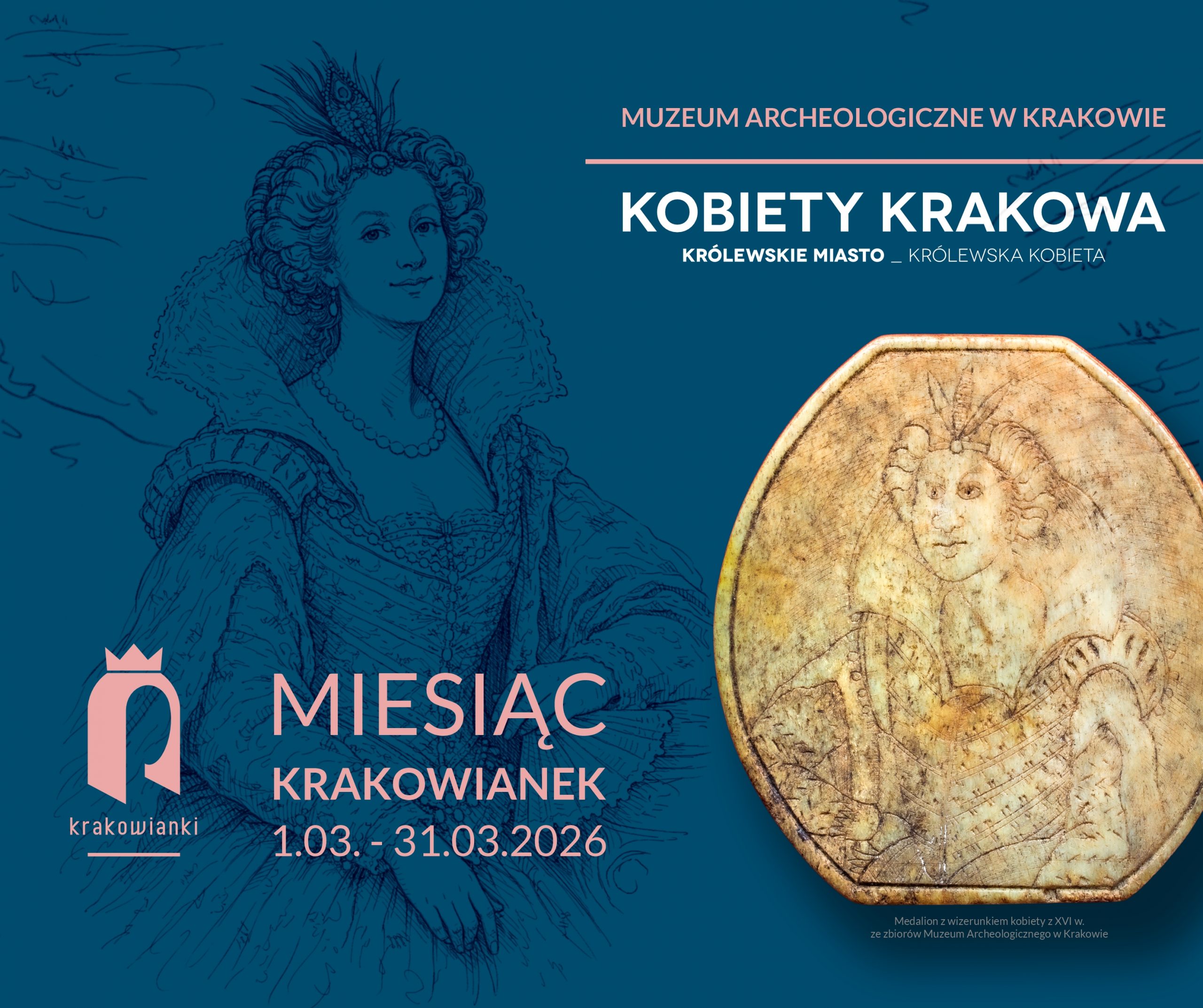 kolorowa grafika informująca o wydarzeniu "Miesiąc Krakowianek"