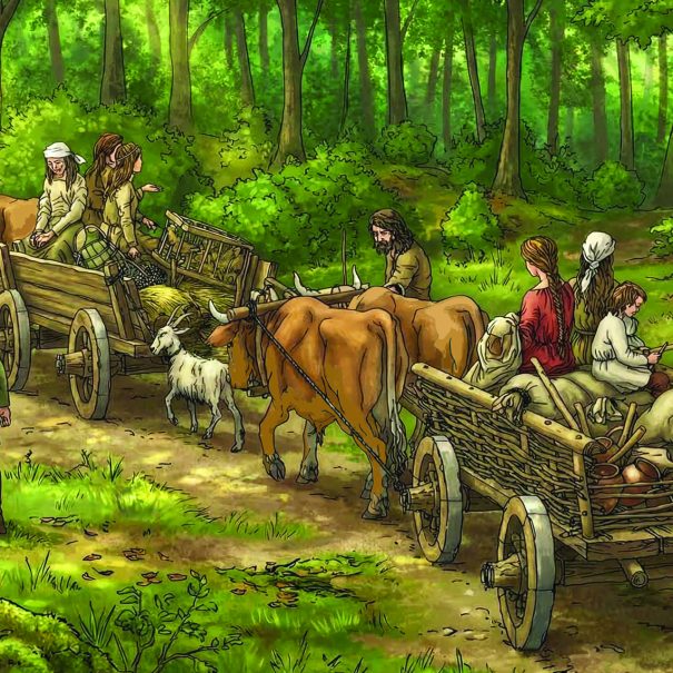kolorowa grafika symbolizująca wędrówki Archeologiczne