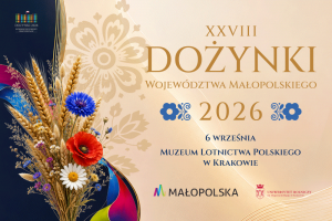 kolorowa grafika informująca o małopolskich dożynkach