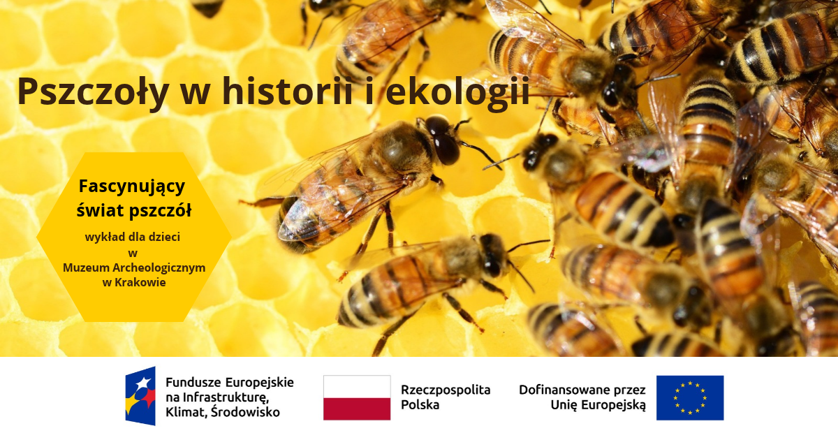 kolorowa grafika zapraszająca na wykład o pszczołach